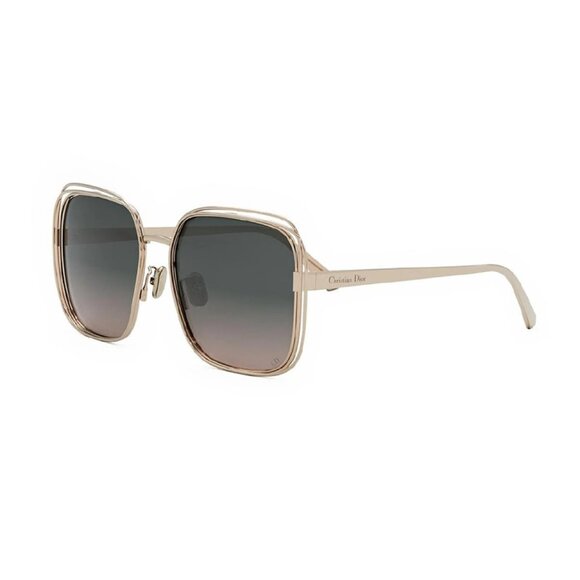 NEW DIOR GOLD/GRAY WOMEN SQUARE SUNGLASSES - Picture 1 of 3